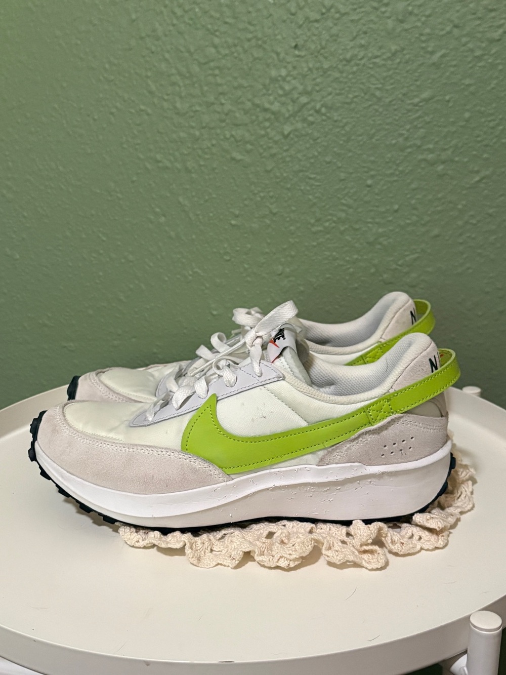 Nike Women's waffle Sneakers with Volt Green Swoosh - Picture 3 of 6